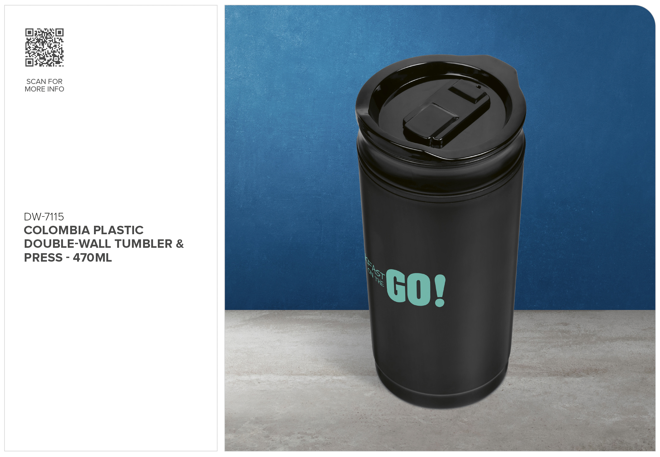 Colombia Plastic Double-Wall Tumbler & Press - 470ml